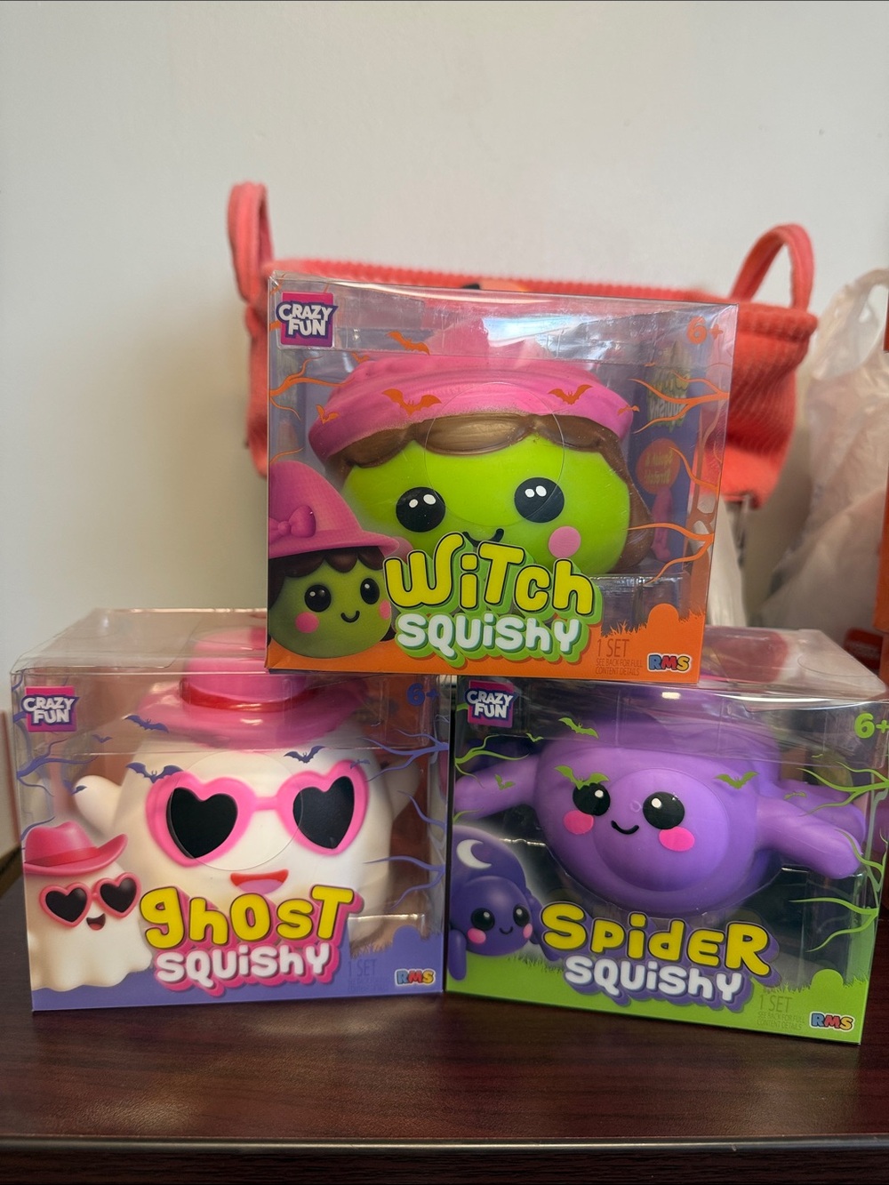 RMS Crazy Fun Ghost, Witch and Spider Squishy Toy Set
